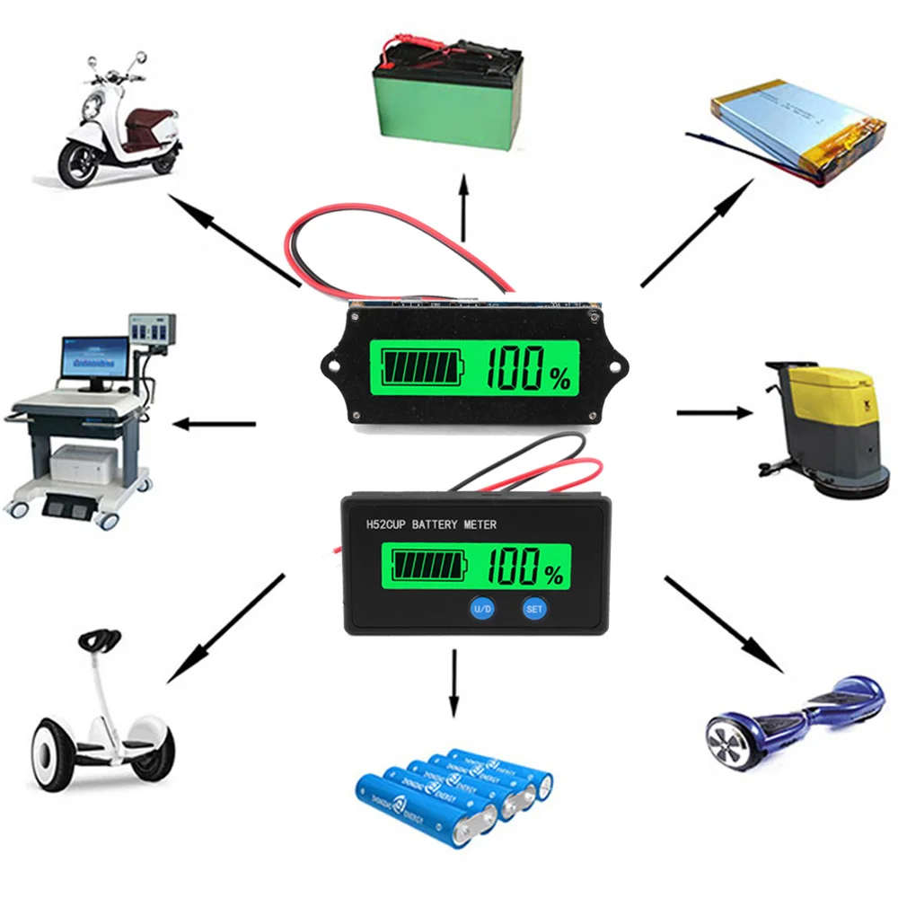 New Battery Indicator 12V 24V 36V 48V 60V 72V Acid Battery Capacity Voltage Monitor 3S 7S 10S 13S 17S 20S Lithium Battery Tester