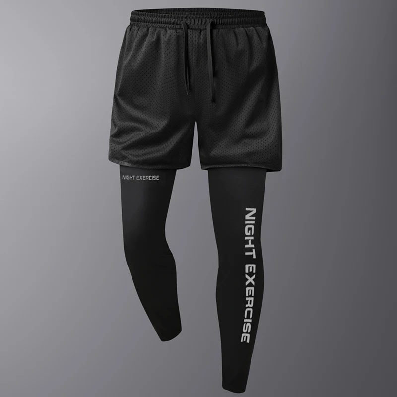Men's outdoor comprehensive training fashion vacation two breathable long pants sweat absorbing quick drying sports pants