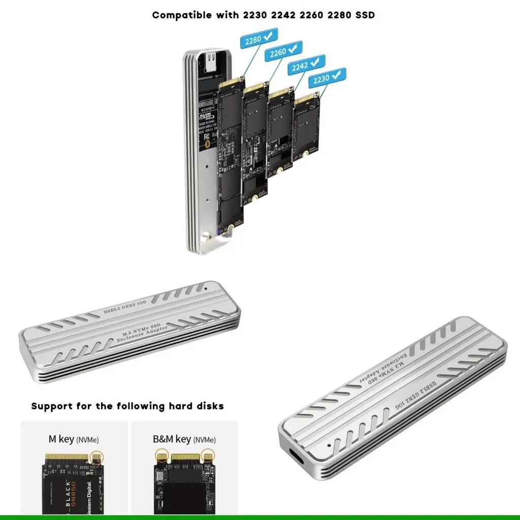 u55c مربع القرص الثابت دعم بروتوكول NVME 10 جيجابت في الثانية حاوية القرص الصلب USB3.2 Type-C