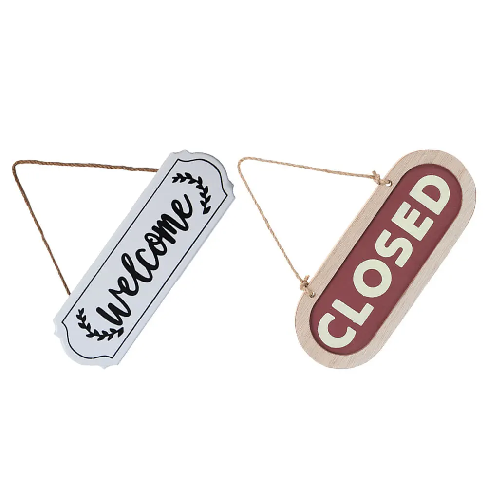 

2Pcs Rustic Wooden Open Closed Hanging Business Sign Vintage Style Store Door Window Decor Double Sided Pendant