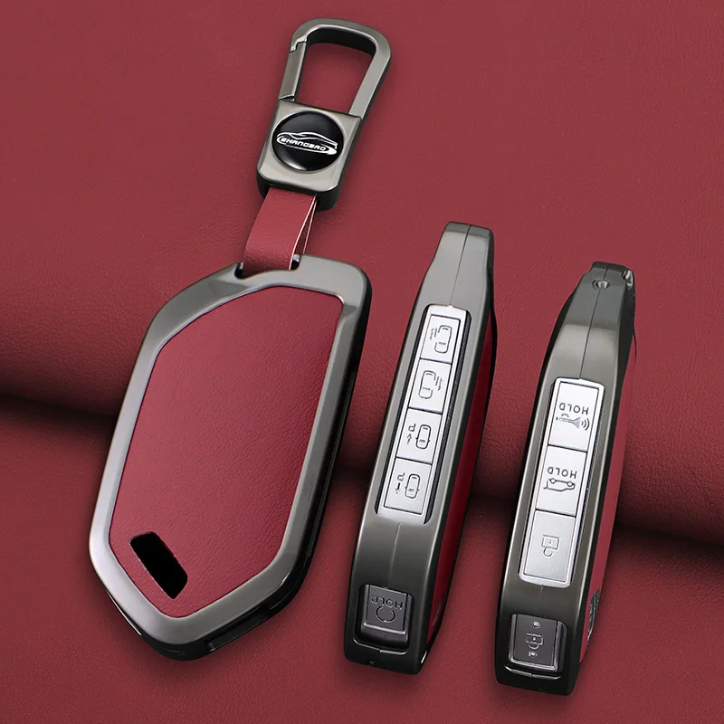 

Чехол для ключей от автомобиля с 5/6/7/8/9 кнопками для Kia EV9 Picanto Sorento MQ4 Carnival KA4 Morning K5 Carens 2024, кожаный брелок из сплава