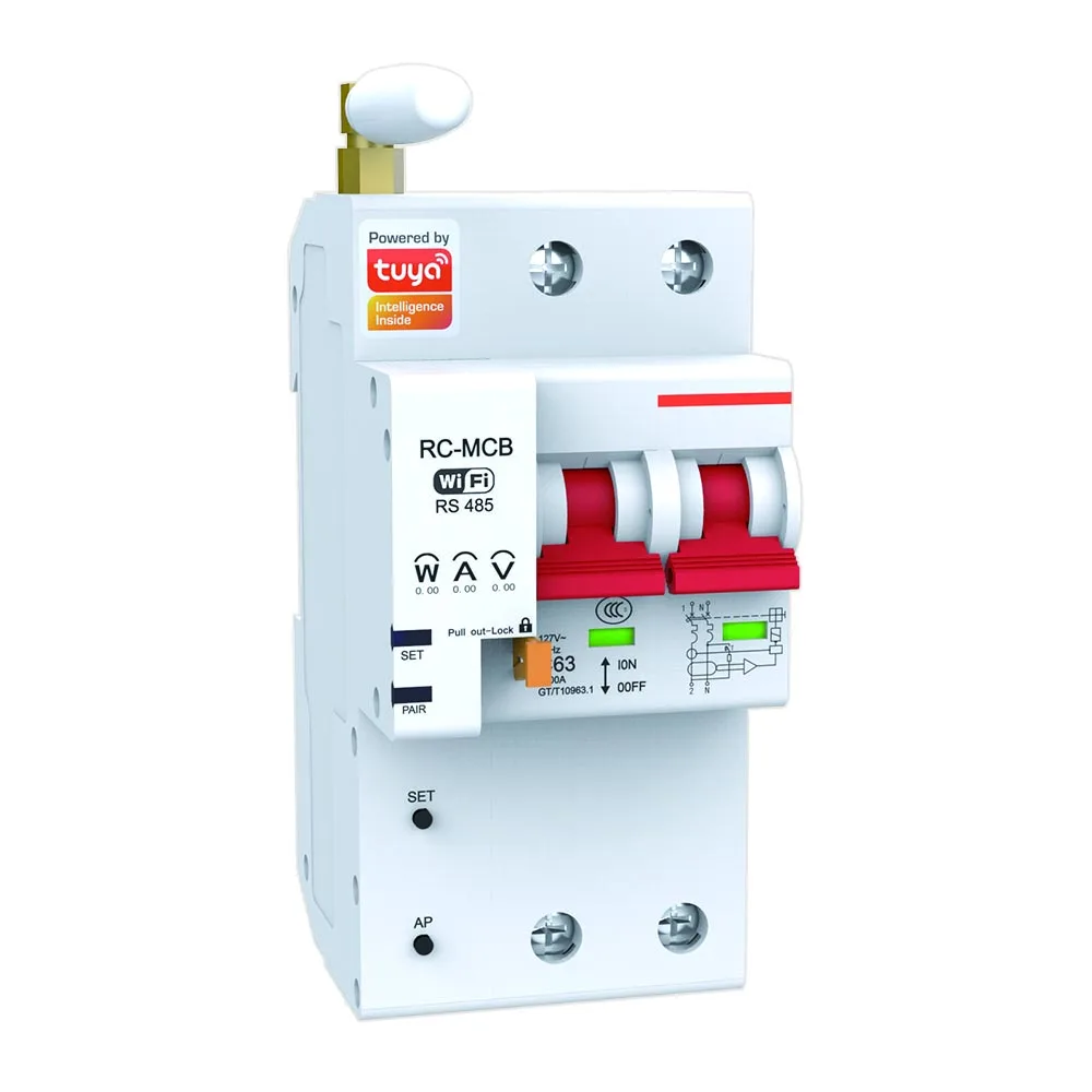 SZMYQ Tuya RCBO 16A 63A 80A 100A WiFi Smart Home Product APP Remote Power Monitoring Circuit Breaker With Over Current 2P