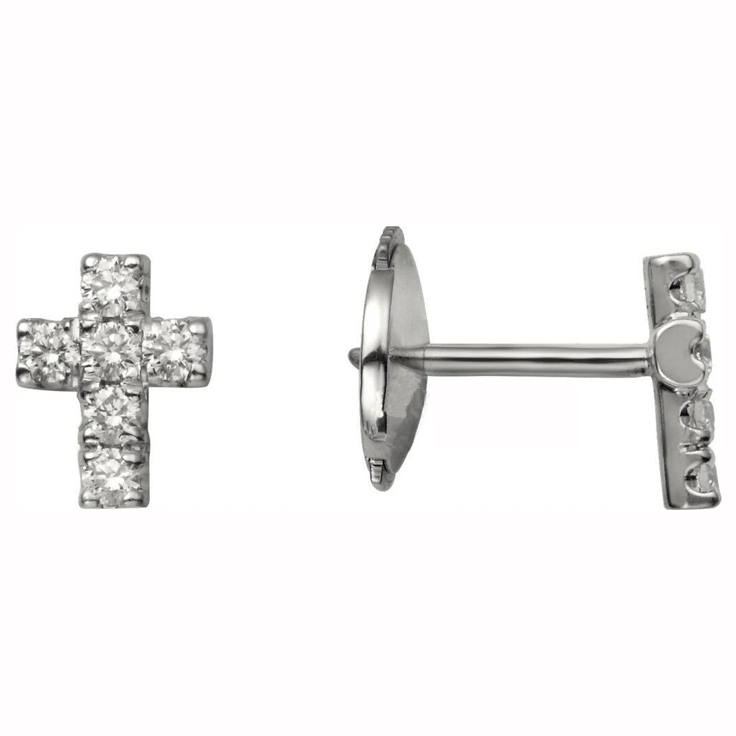 1.4mm each Lab Grown Diamond Cross Earrings 18K Yellow Gold  DEF Color VS-VVS Wedding Earrings For Women