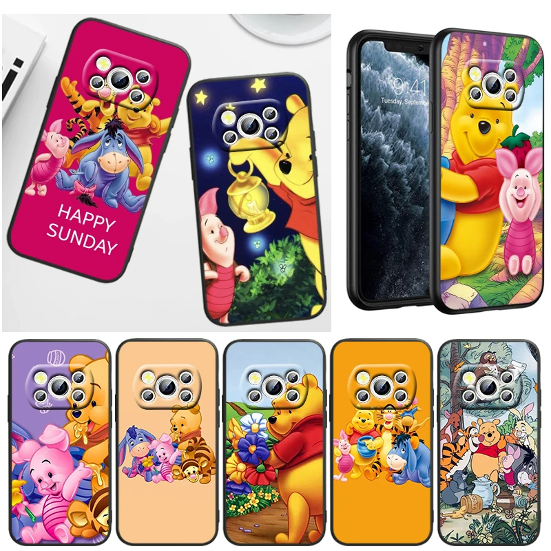 

Disney Winnie Bear For Xiaomi POCO X4 M5S F4 M4 X3 F3 M3 C3 F2 X2 F1 Pro GT NFC 4G 5G Liquid Rope Silicone Phone Case