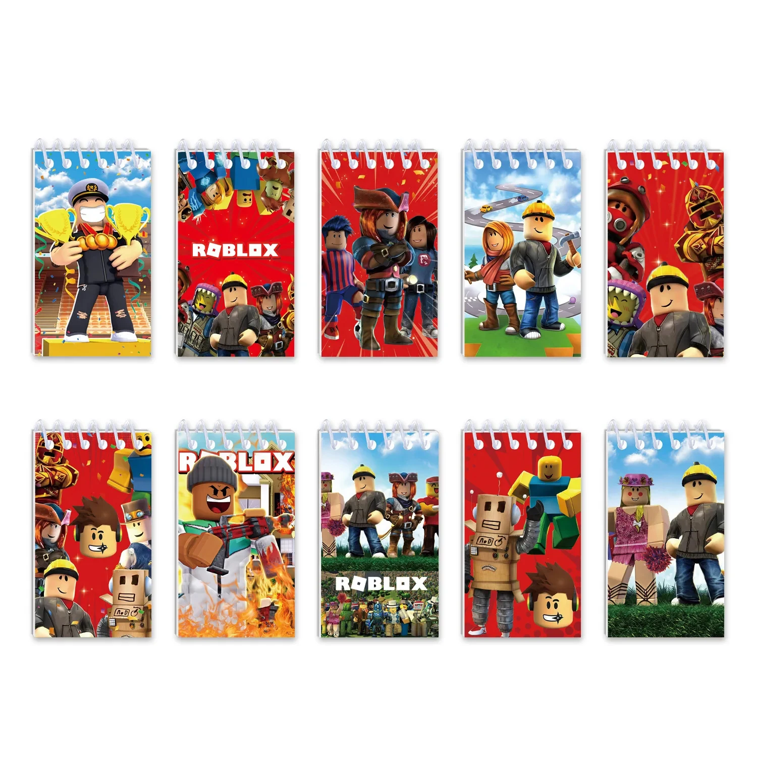 10PCS Decoração de Festa de Aniversário com Tema Roblox, Material Escolar com Padrão de Desenho Animado, Mini Cadernos para Estudantes, Presentes para Volta às Aulas 10*6cm