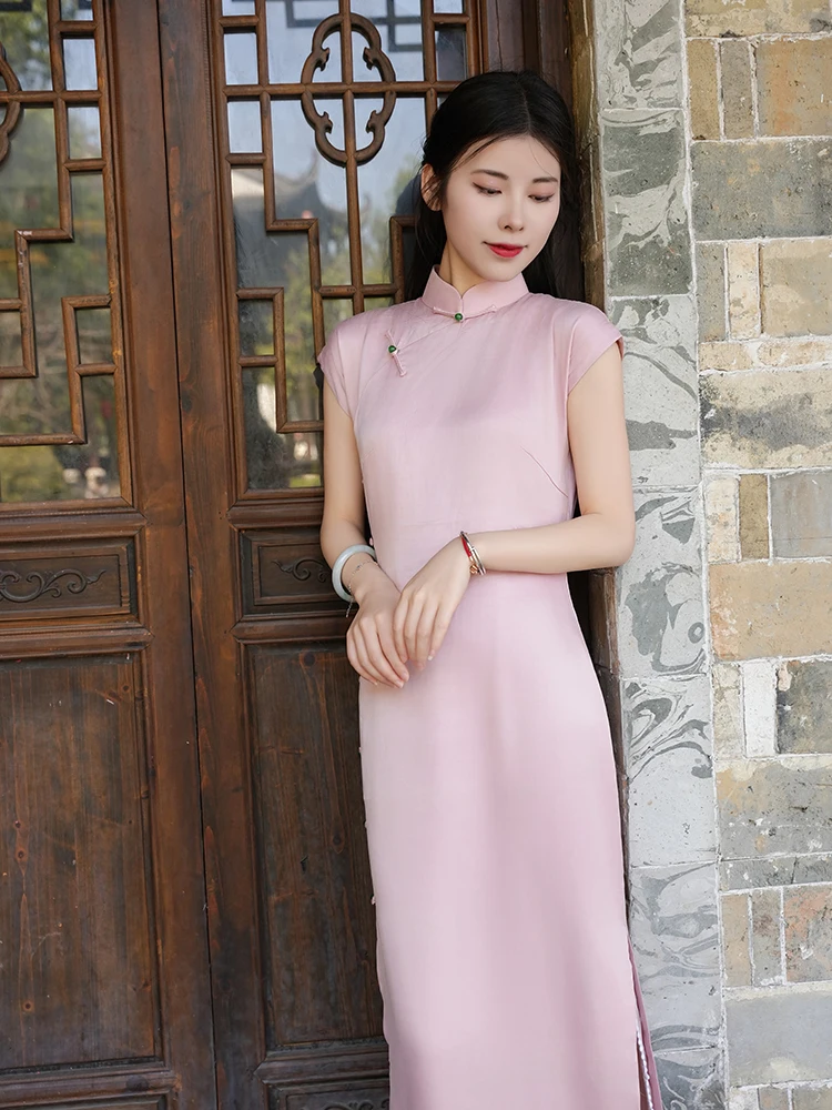 

Ele Pink для похудения, модная летняя девушка в стиле ретро, повседневная жизнь, художественная длинная боковая кнопка, полиэфирное волокно