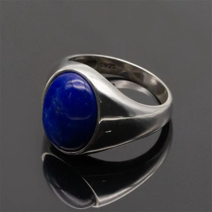 925 Sterling Silver Stone Made rings Men Vintage Blue Natural Lapis Lazuli Stone Handmade Silver Man Hand Male Female rings