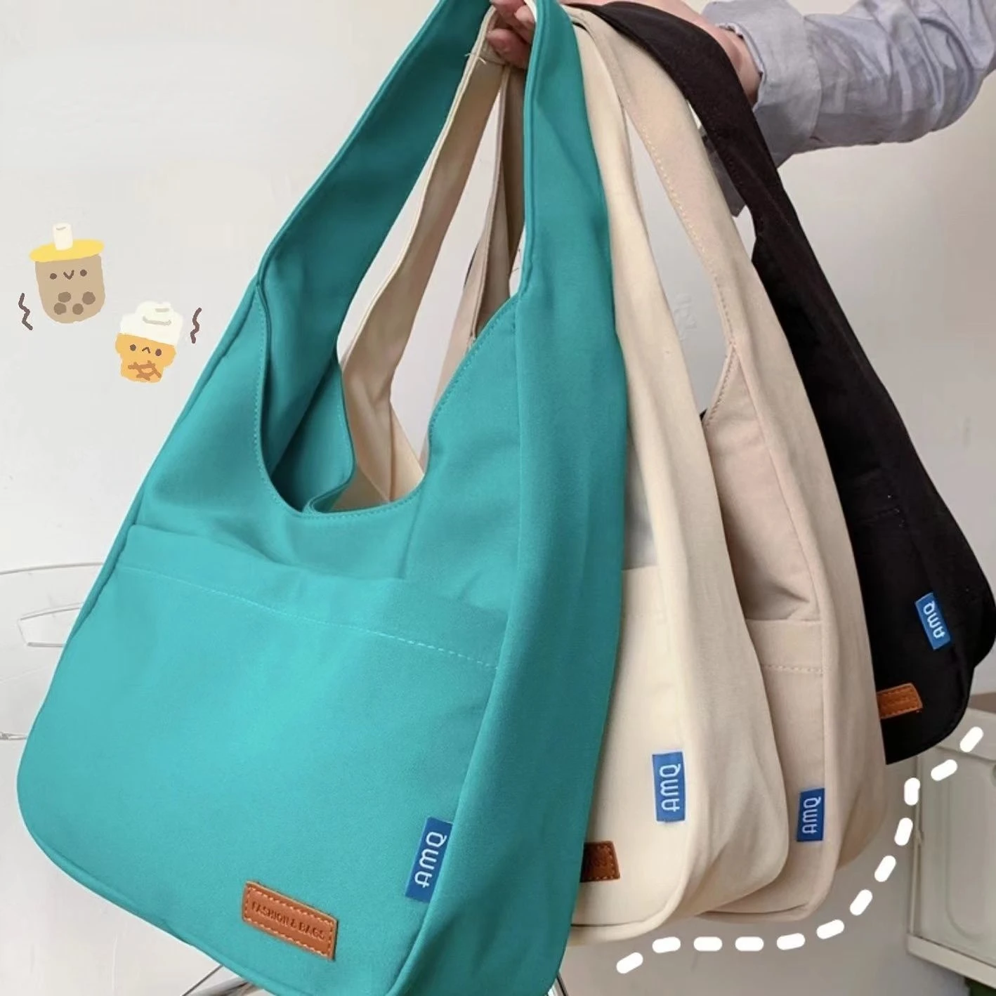 Solid Nylon Women Bag 2023 New Spring Summer SOFT Hasp Casual Shoulder Bag Handbag Bookbag Simple