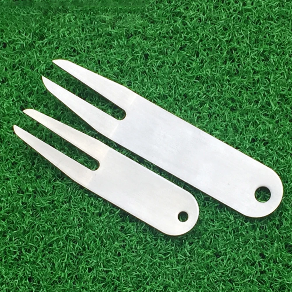 

2pcs Golf Divot Repair Tools Stainless Steel Forks Portable Golfs Accessories Training Equipment Lawn Care Golfer Gear