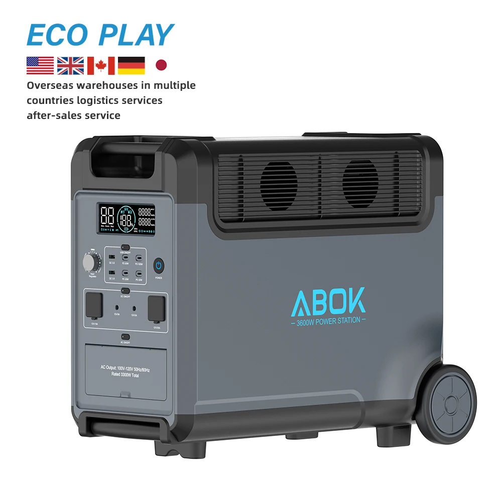 ABOK 3600W Portable Power Station 3840Wh LiFePO4 Battery Solar Generator USA Local Delivery