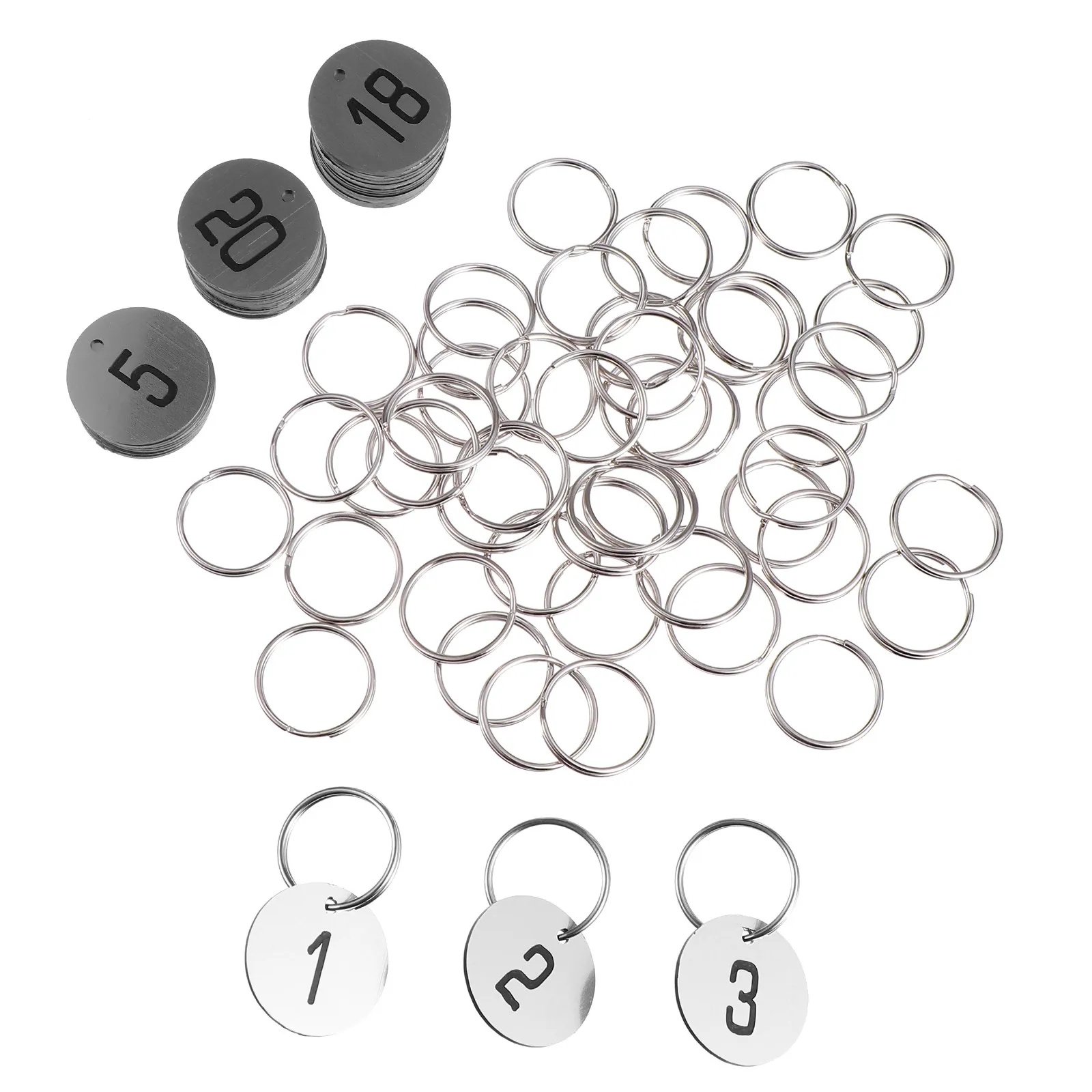 50Pcs Number Tags Plastic Round Numbered Tags Key Chain Rings for Hotel Locker Table Gym Pool Supermarket Sauna