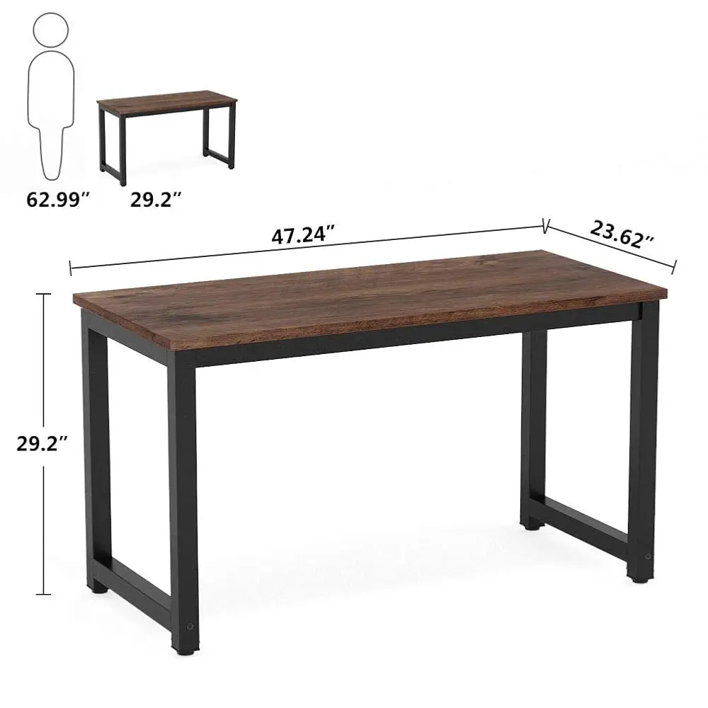 Modern Simple Computer Desk, 47 H Vintage Office Desk Computer Table, Study Writing Study Desk Workstation For Home Office,