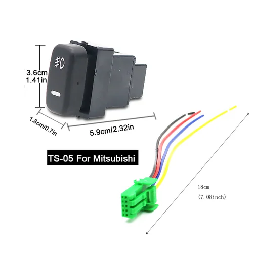 Imagen 2 del producto YSY-Interruptor de luces antiniebla para coche, interruptor de 4 cables para Mitsubishi Pajero ASX Lancer Outlander 5Pin ON-OFF DC12V, 1 ud.