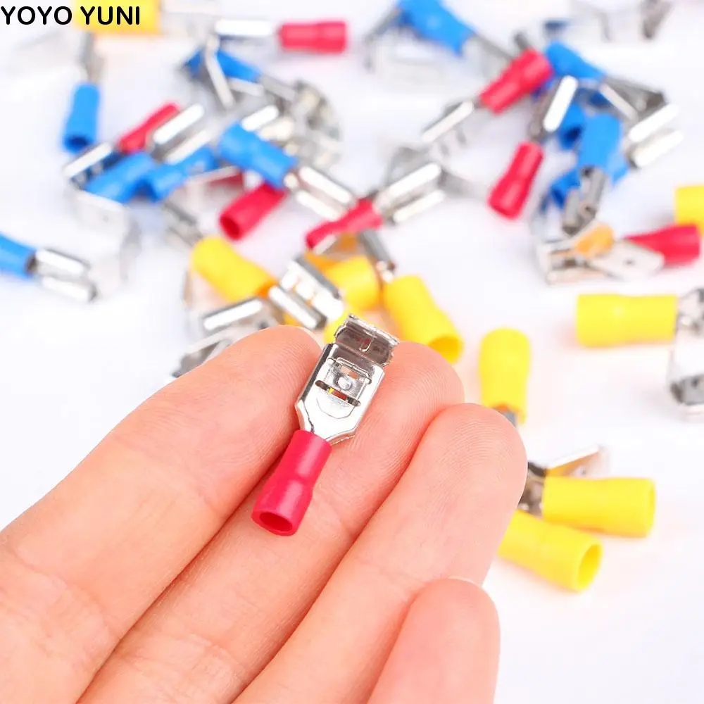 

50pcs Male 6.3mm Female Insulated Crimp Spade Piggyback Terminal Wire Cable Connector