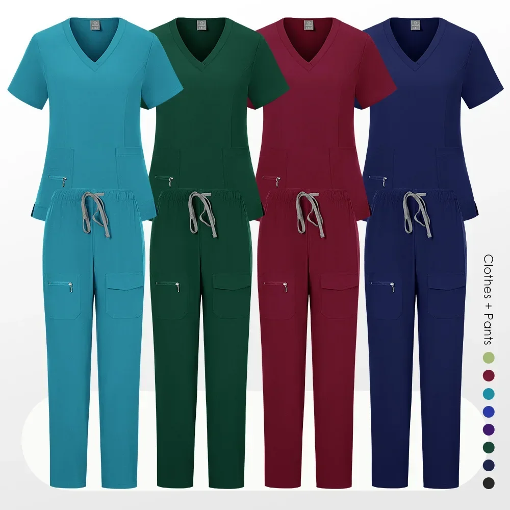 

Спецодежда для медсестер, скраб-костюмы для врачей, комплекты скрабов с короткими рукавами, летняя женская рабочая одежда
