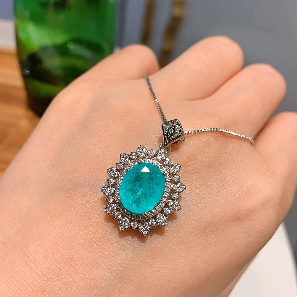 2022 High Quality 925 Silver For Women Blue Rings Earrings Pendant Necklace Wedding Party Fine Jewelry Sets Valentines Day Gift
