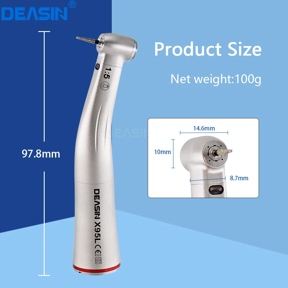 1:5 push button Dental Low Speed Handpiece Contra Angle Internal Water Spray Increasing Red Ring With Optic Fiber For E-type