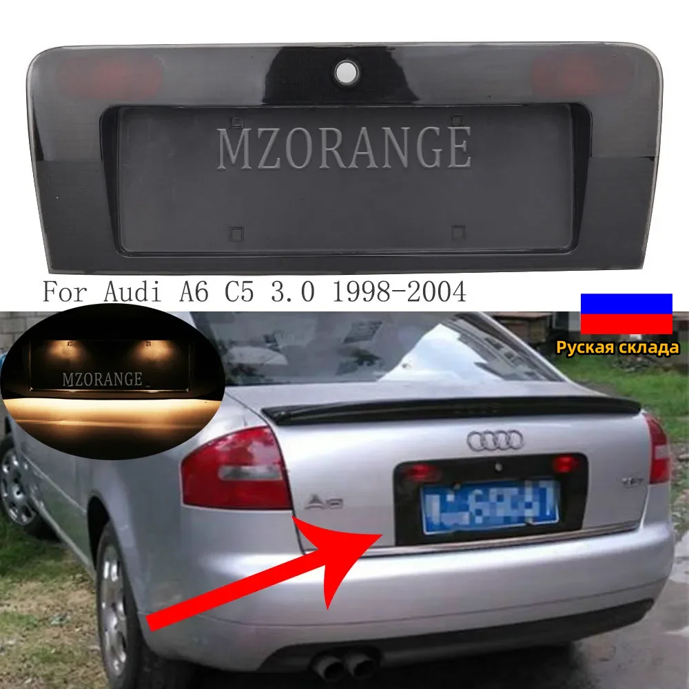 Car Rear License Plate Number Light Frame Back Door For Audi A6 C5 1998 -2004 ABS Accsesories license plate Cover Holder