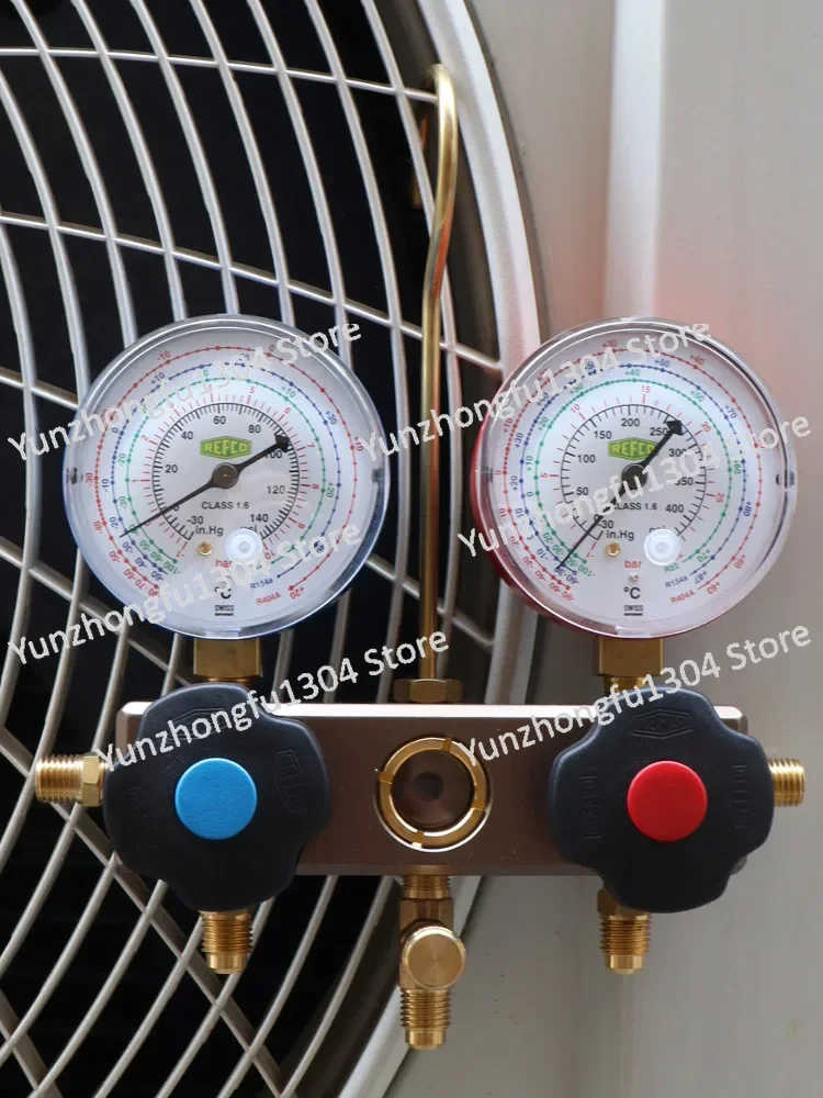 Air conditioning refrigeration and snow refrigerant filling long tube high and low pressure double pressure gauge group