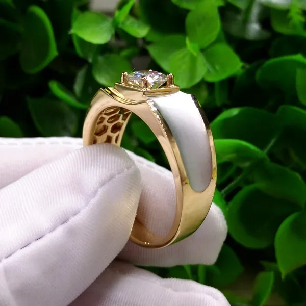 18K Yellow Gold 1 Carat Diamond Ring for Men Fine Anillos De Bizuteria Square 18K Gold Gemstone Engagement Ring for Men Jewelry