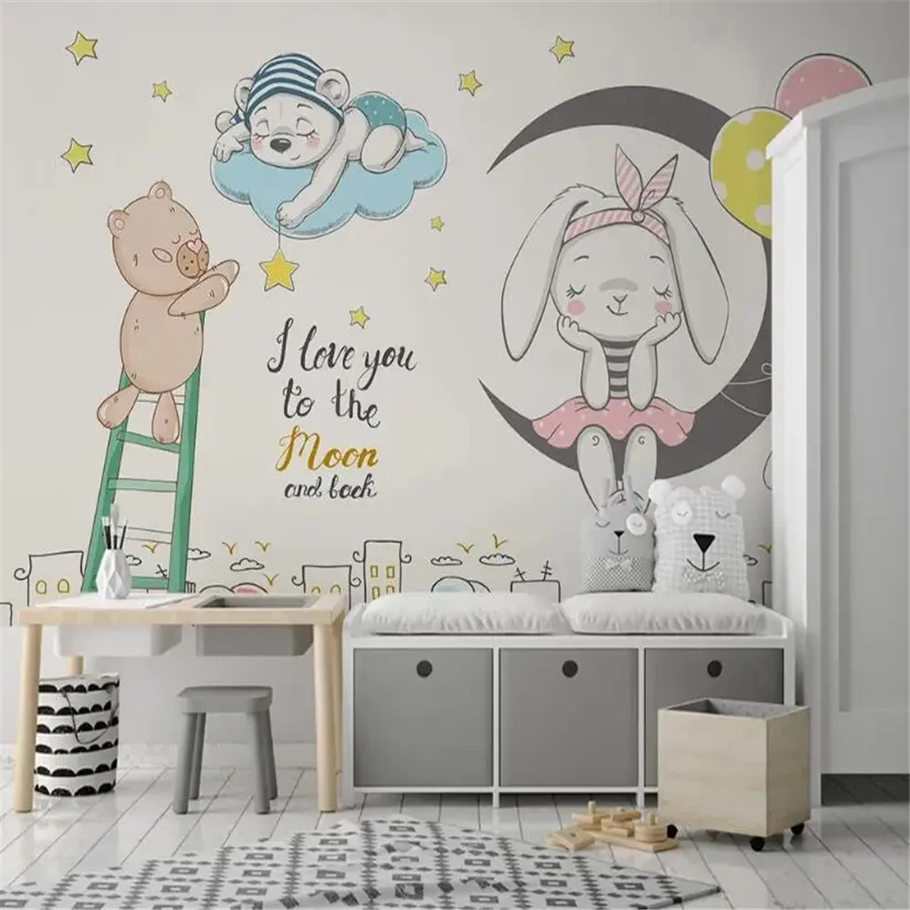 Custom Mural Wallpaper For Walls 3D Background Fantasy sky bear bedroom Wall Painting Living Room Bedroom Home Decor Stickers