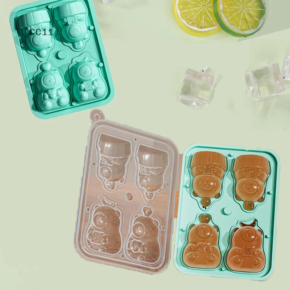 

5-10CC11ováсно 1/4 Силиконовая форма в форме капибары с мультяшными животными Форма для шоколадного торта Конфеты Пудинг Лоток для льда Форма для мыла ручной работы