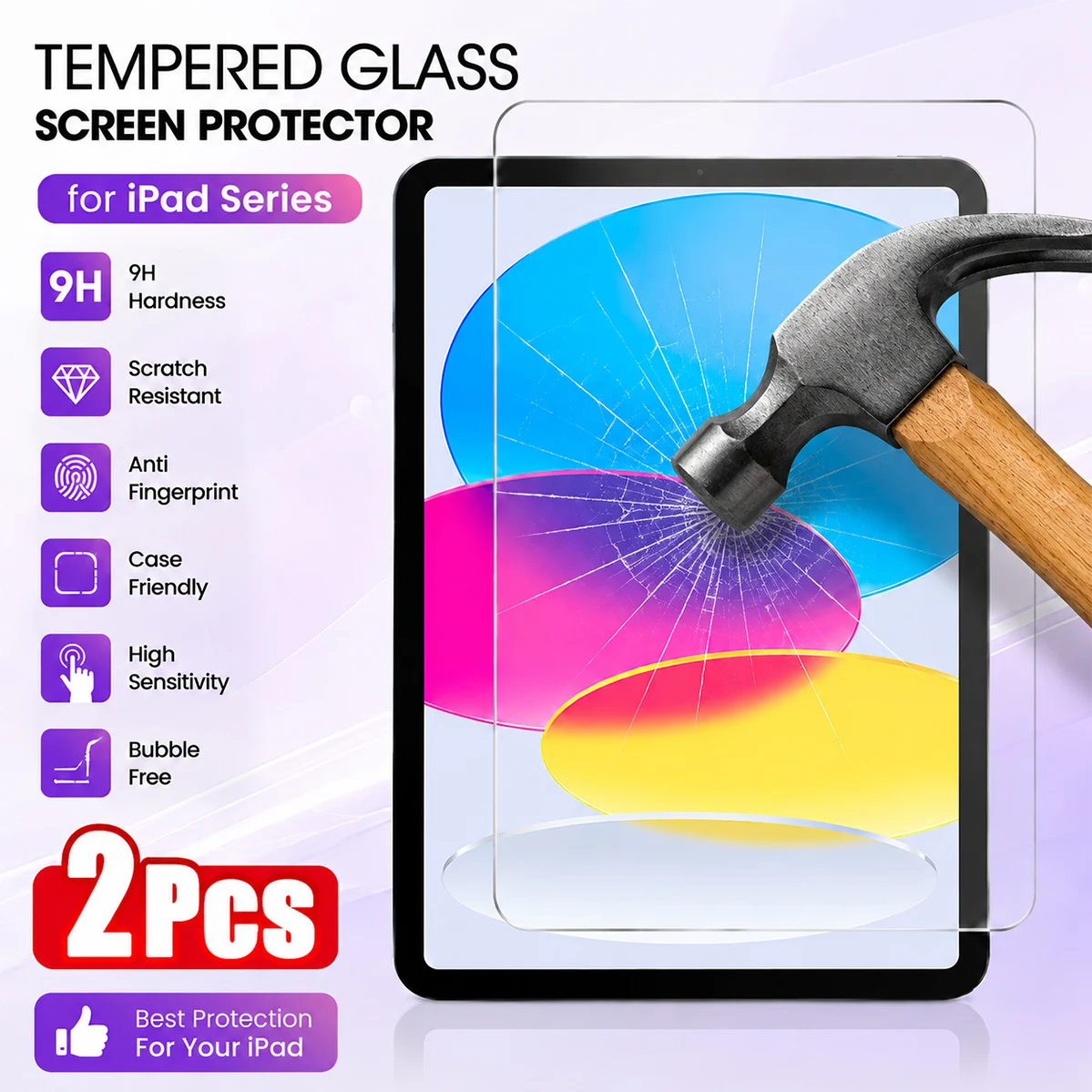 2pcs Tempered Glass Screen Protector For iPad 11th A16 2025 10 10.2 9.7 10. 5 10.9 Pro 11 New iPad 10 9 8 7 6 5 Air 4 3 2 2026