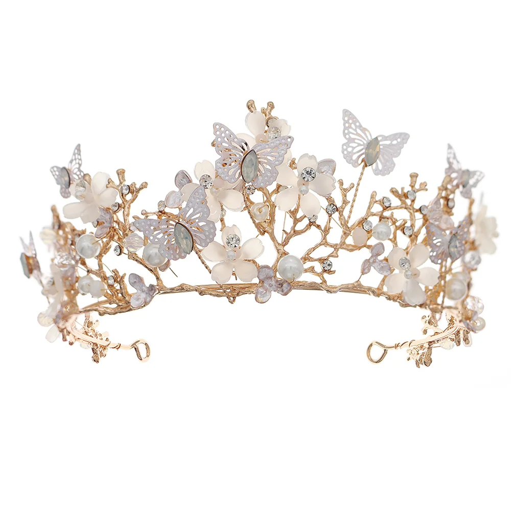 Wedding Decor Butterfly Flower Crown Butterflies Hair Wear Golden Party Headdress Women's