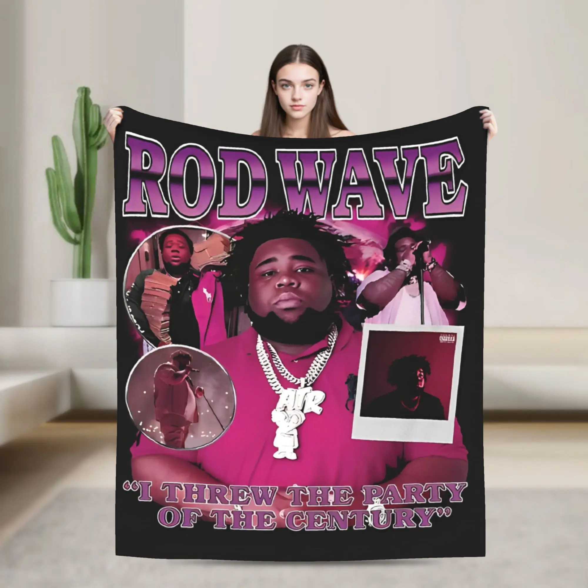 Rapper rod wave  Blankets  Picnic Flannel Bedding Throws For Home Decor Soft Warm Custom Quality Bedspread Birthday Gift