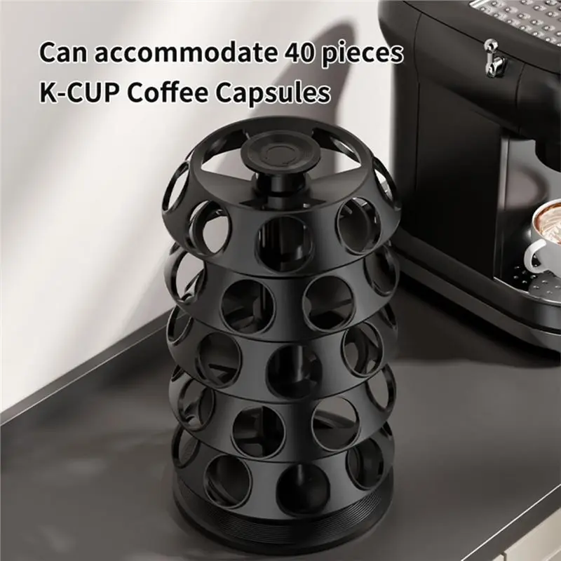 BAAJ-Coffee Pod Holder For Keurig-K Cup Holder With 360° Turntable-40 Capsule Organizer, Space Saving Storage Solution