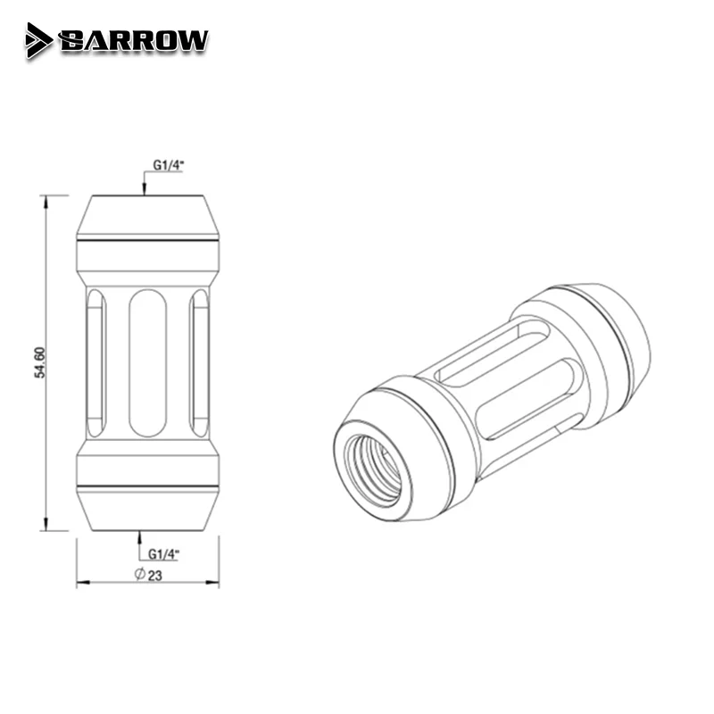 Barrow Water Cooling Filter (Composite Plate), Dual Female G1/4", Black Silver GLA-TLB53
