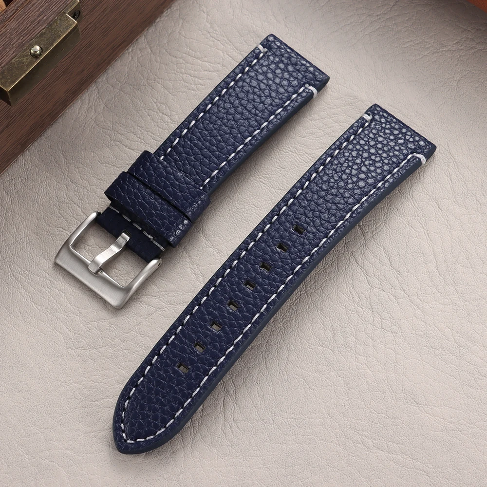 Leder-Uhrenarmband mit Litschi-Muster 18mm 20mm 22mm 24mm Armband für HUAWEI WATCH GT4 5 Pro Ersatz Universelle Weiche Uhrenarmbänder – Detail 18