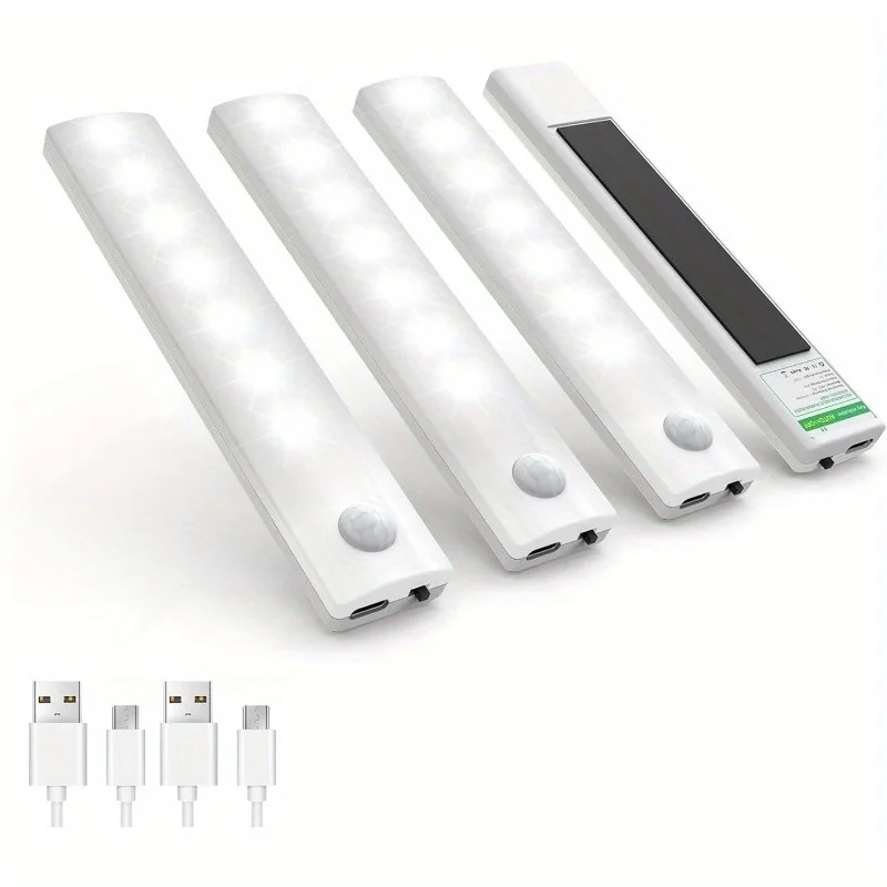 

4 Pack Under Cabinet Lights, LED Rechargeable Battery Operated Closet Lights Indoor for Kitchen, Cupboard, Stairs (White Light)