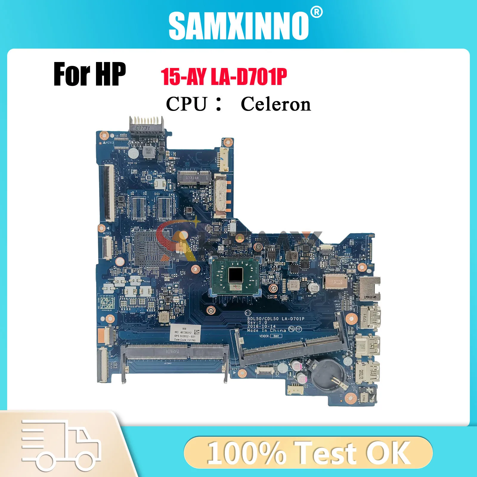 

LA-D701P Материнская плата для ноутбука HP 15-AY 15T-AY с процессором N3350 DDR4 903802-001 903802-601 100% полностью протестирована