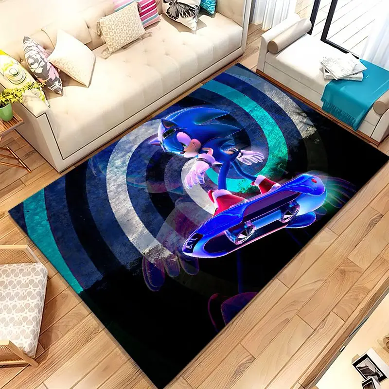Cartoon S-Sonic Rings K-Knuckles Game Soft Non-Slip Area Rug for Living Room,Bedroom Playroom Carpet Mat for Sofa,Home Decor