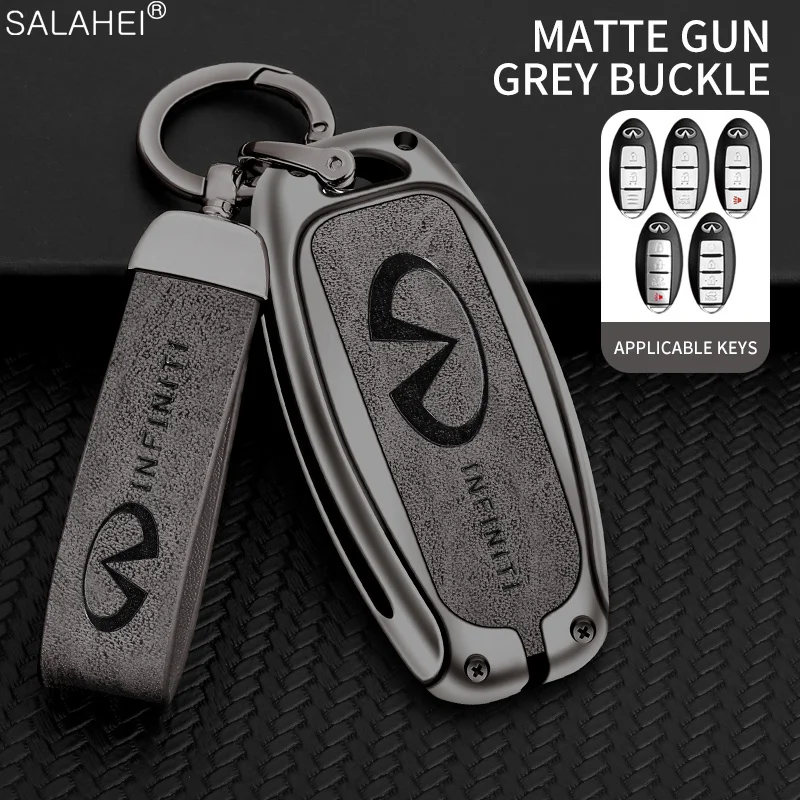 Metal Leather Car Remote Key Case Cover For Infiniti Q30 Q50 Q60 Q70 JX35 FX35 G37 M35 ESQ QX30 QX50 QX55 QX56 QX60 QX70 QX80 view 4