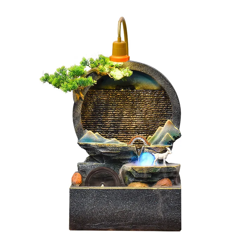 desktop rockery water curtain wall flowing fountain living room TV cabinet circulating water landscape gifts