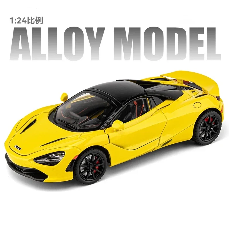 1:24 McLaren 720S Spider Supercar Alloy Car Diecasts & Toy Vehicles Car Model Sound and light Pull back Car Toys Gifts