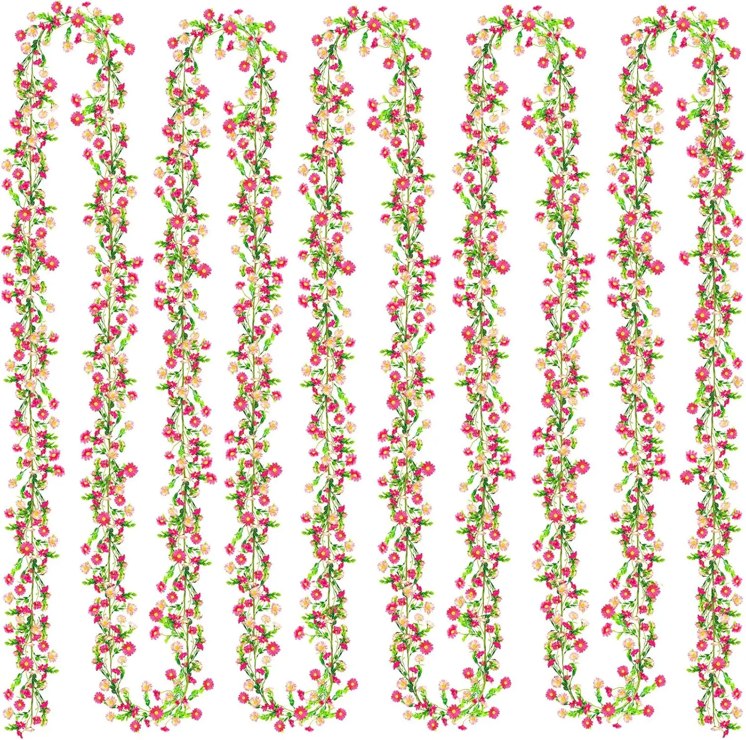 

Набор из 6 искусственных цветочных гирлянд, 12,3 м, розовые маргаритки, декор для стен комнаты, принадлежности для свадебных вечеринок