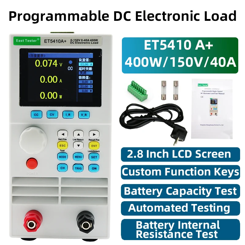 Upgrade ET5410 A+ DC Electronic Load Meter 400W Battery Capacity Tester Power Test Aging Instrument 150V/40A RS-485 interface