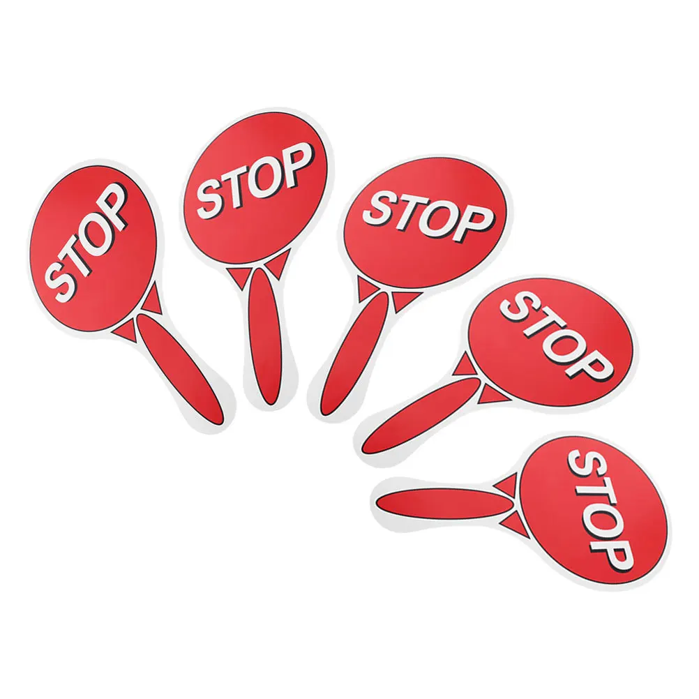 

5Pcs Handheld Stop Sign Double-Sided Traffic Education Red Kids Classroom Role Sign
