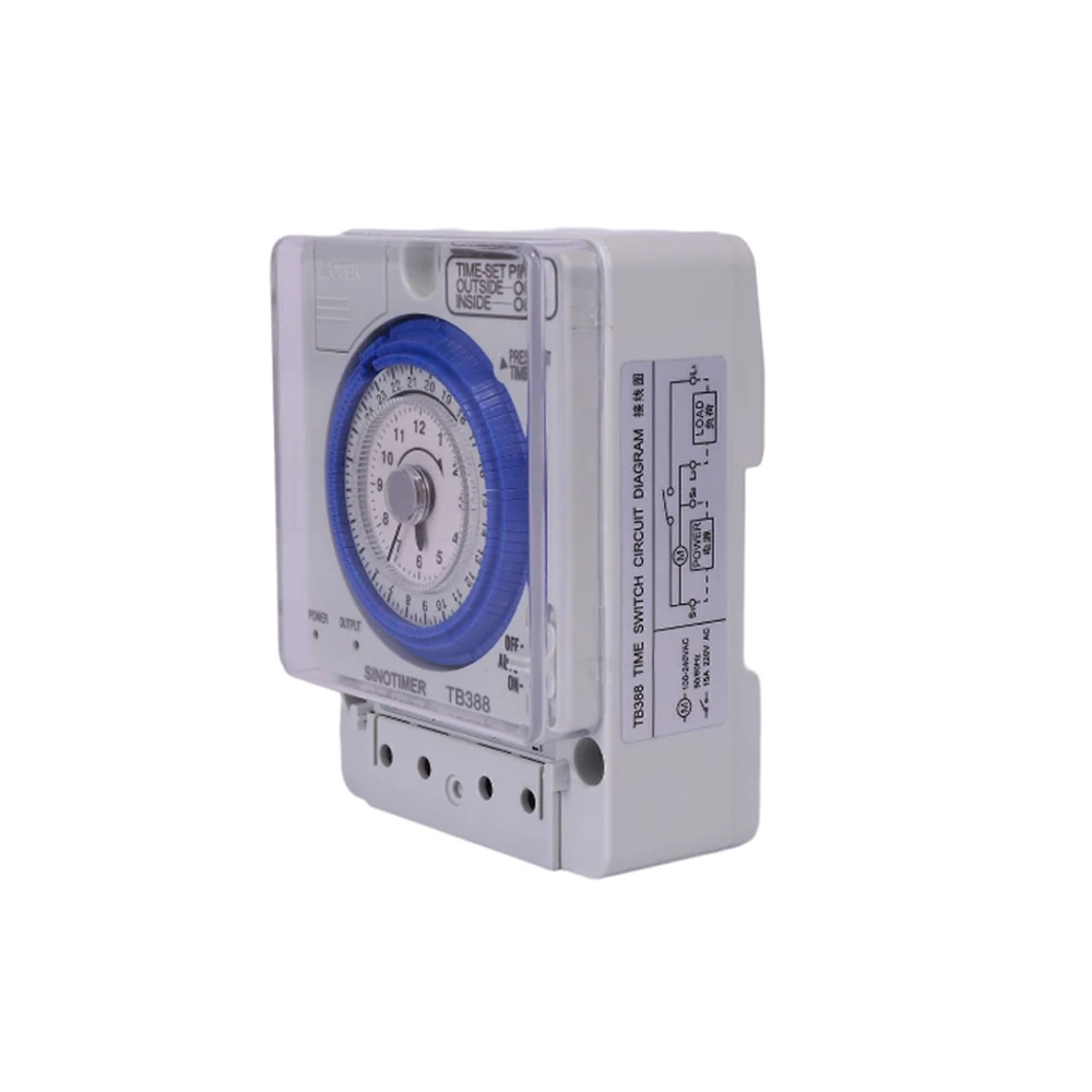 24 Hours Manual Auto Timer TB388 Din Rial Analog Timer Switch Relay LED Indicator Time Switch Power Reserve Mechanical Switch