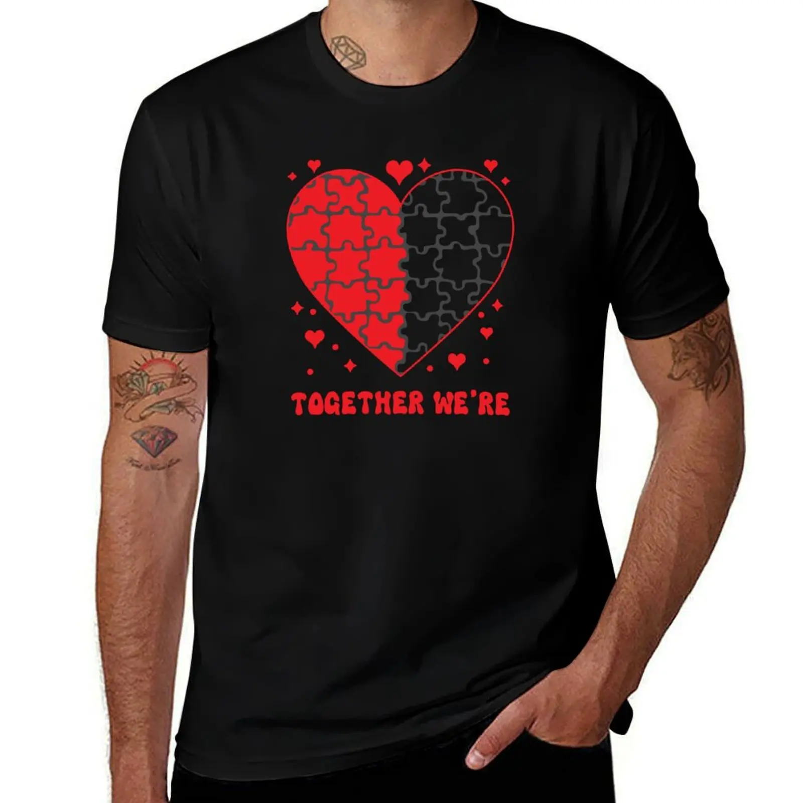 D1. Together We're - Completing Our Heart T-Shirt Basic Solid Color Short Sleeve T-Shirt
