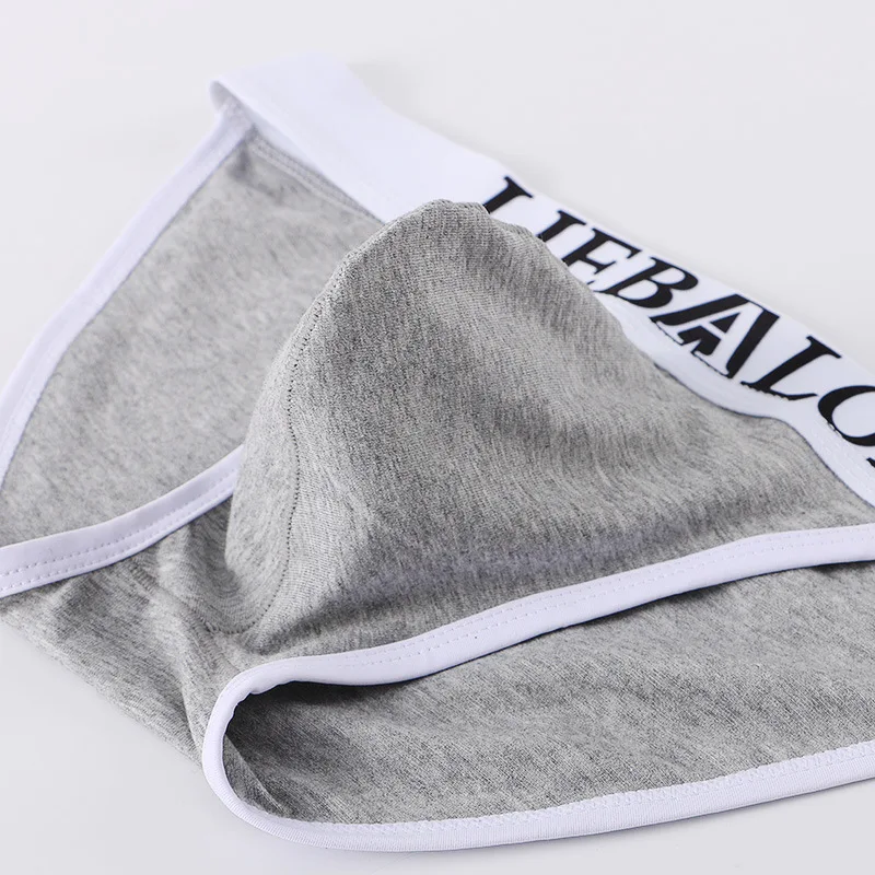 Youth Fashion Brief Pant for Men Low Waisted Sexy Bottom Lingerie Teenager Cotton High Slit Underwear Shorts Solid Color Panties