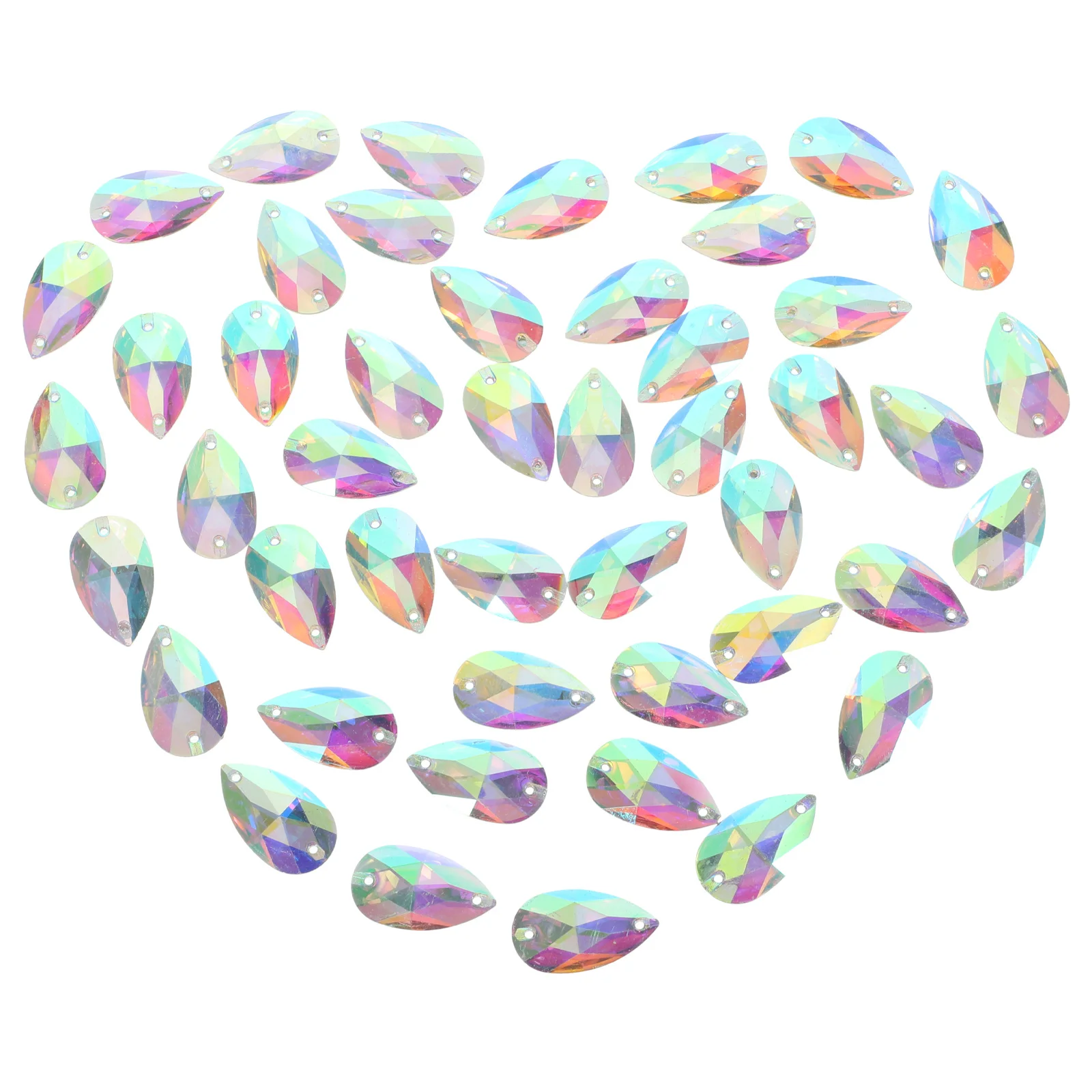 

50pcs 17X28Mm Teardrop Resin Rhinestone Flat Back Crystal For Sewing Gluing Craft Costume Decoration Halloween Carnival Cosplay