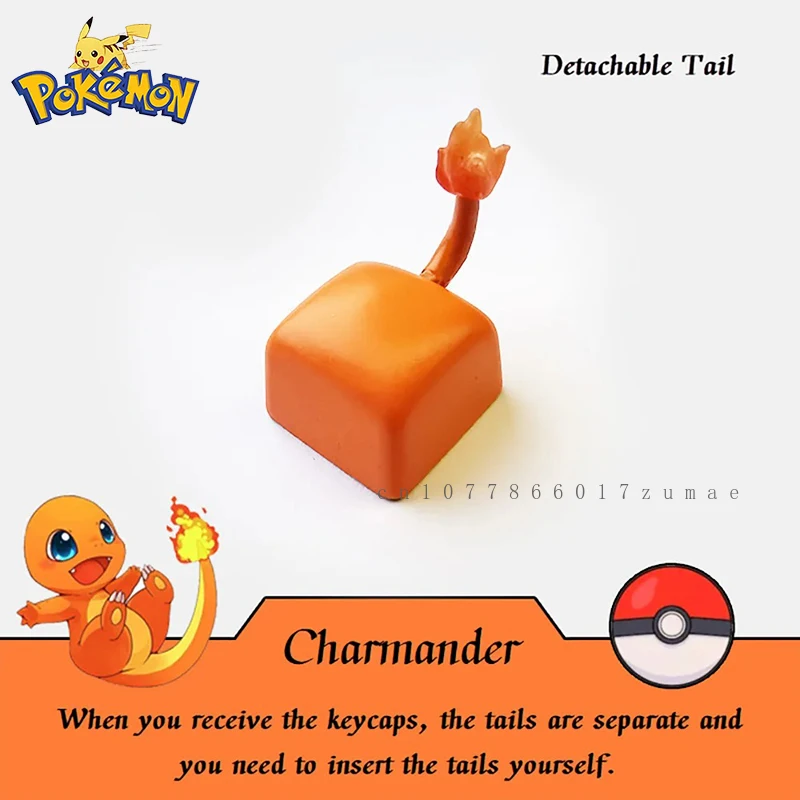 Pokemon Keycap Anime Character Charmander Resin Caps for Cross Shaft Mechanical Keyboard Handmade Customized Personalized Gifts