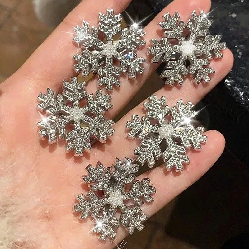 1/20pcs Fiocco di neve Perla Clip di capelli Lucido Natale Forcine Bobby Pin per le donne Moda Carino Perla Barrettes Copricapi Accessorio