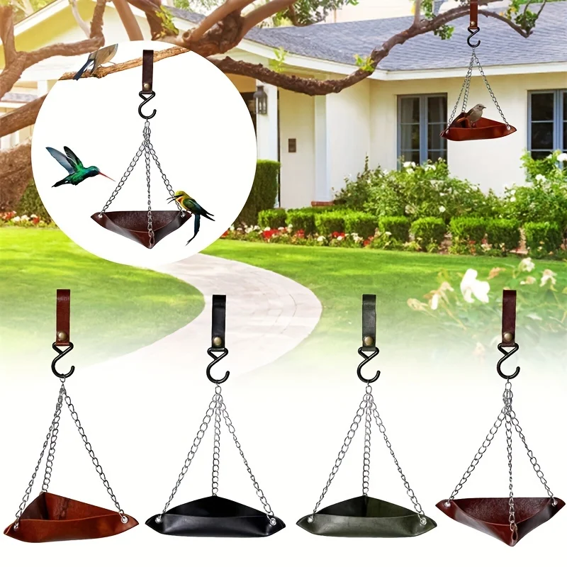 1pc Leather Bird Feeder, Parrot Feeder Retro Professional Anti-Deformed Bird Food Container Feeding Utensils Pet Supplies