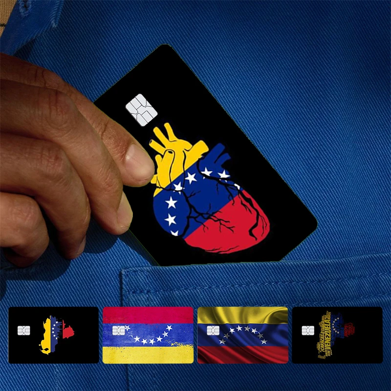 Venezuela Flag Coat Of Arms Cover Skin Sticker For Credit Card Bank Debit Bus Card Front Side
