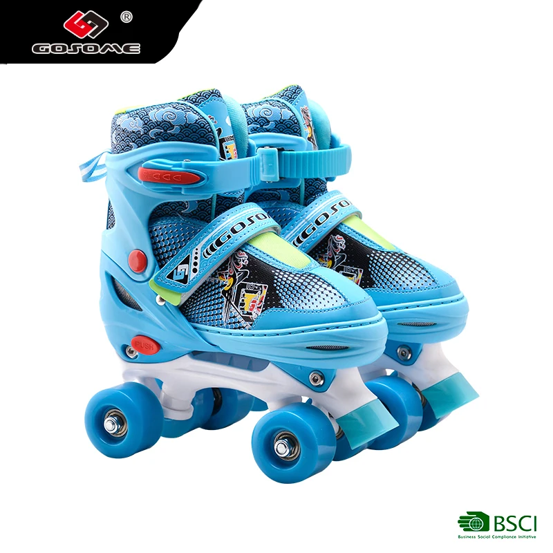 Wheels Roller Skate Professional Outdoor Quad Four Pu Adults Flash Roller Skate Back Push Adjustable PP Plastic GX-1605A Abec-7